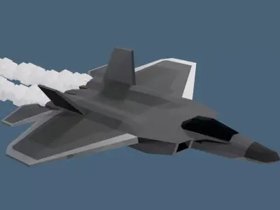 F22 inspired Fighter Jet with Flight Animation Low-poly 3D model