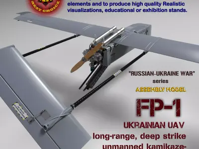 Ukrainian UAV  FP1 long range deep strike air drone Fire Point   3D model