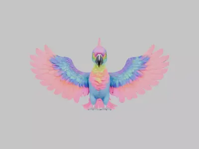Psychedelic Trippy Bird Low-poly 3D model