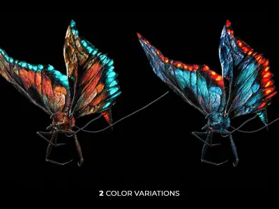 Alien Butterfly Insect Low-poly 3D model