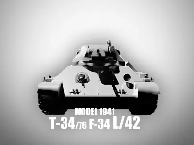 T-34-76 - Medium Tank - Model 1941 - Clean Model Low-poly 3D model