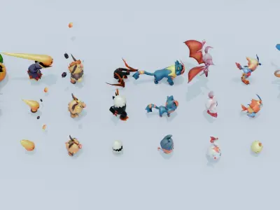 Monsters Mega Pack 66 Monsters Low-poly 3D model