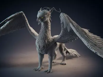 Grifon dragon with wings 3D model