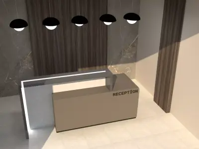 Modern Hotel Reception Desk Low-poly 3D model