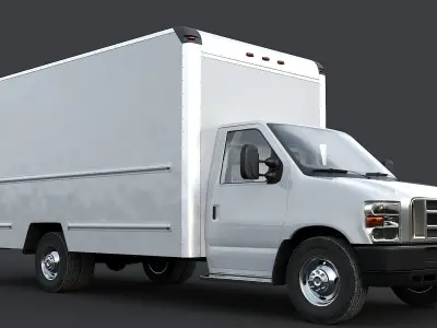 E350 Delivery Box truck Low-poly 3D model