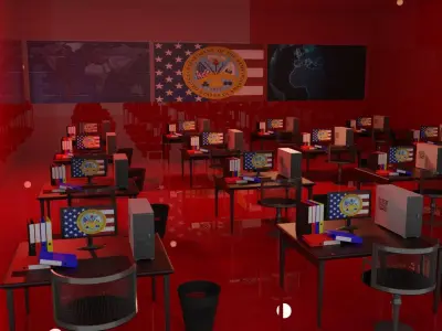 Military Control Room Low-poly 3D model