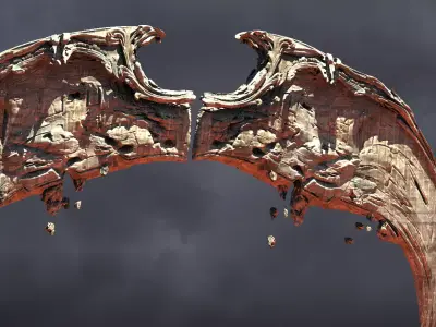 Angel Wings of Stone Curved 3D model