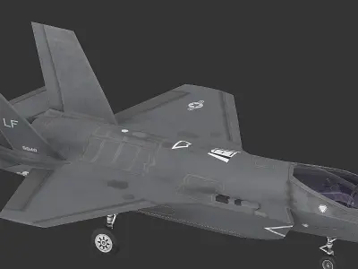 F35 A fighter jet flying in air Low-poly 3D model