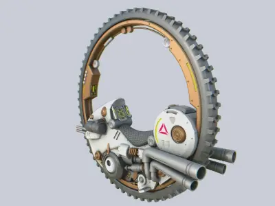 Mono wheel vehicle Low-poly 3D model