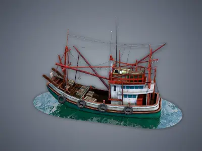 Thai Fishing boat Low-poly 3D model