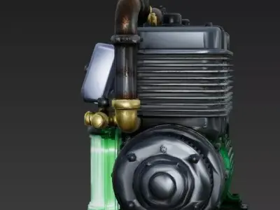 Radiant-Core Hybrid Power Generator Low Poly 3D Model Low-poly 3D model