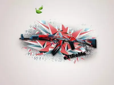 3D model Ak47 gun with british flag 3D model