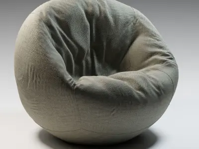 Textured Puffy furniture decoration 3D couch high poly model Free 3D model