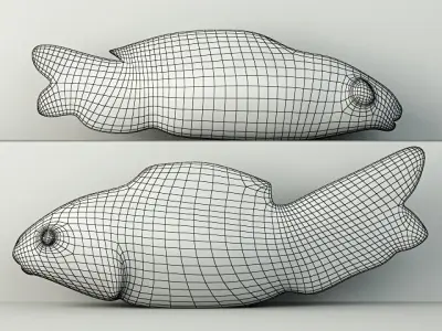 Hand-Carved Petrified Wood Koi 3D model