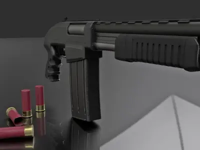 Pump Action Shotgun V01 3D model