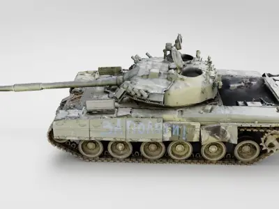 Russian T-80 tank destroyed by Ukrainian army 3D model