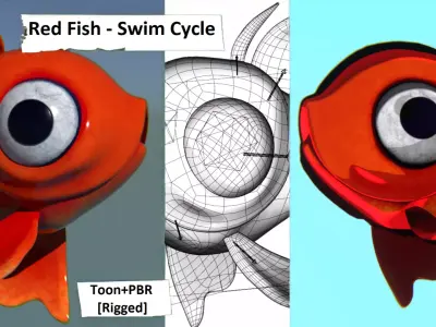 Red Fish Swim Cycle 3D print model