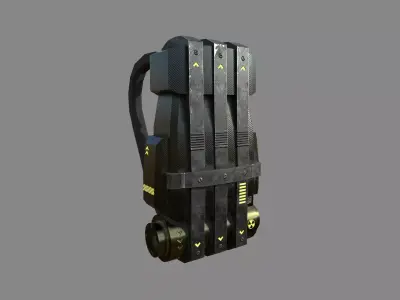 Sci-Fi Carbon Fiber Backpack - Character Design Low-poly 3D model