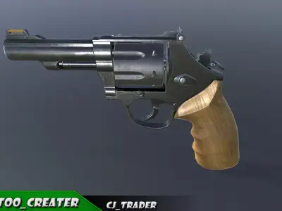 SM557 Revolver 44 Magnum Low-poly 3D model Low-poly 3D model