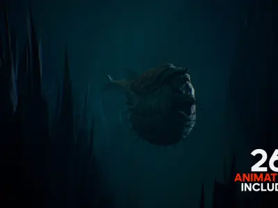 Fish low poly model - Porcupinefish Diodon lowpoly - 6 Low-poly 3D model