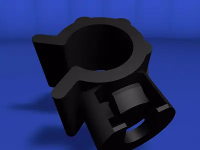 Rotating clip to anchor cylindrical elements Low-poly 3D model