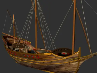 chebec algerian war fishing ship 3D model