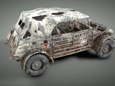 Wrecked Rusty Car 3D model