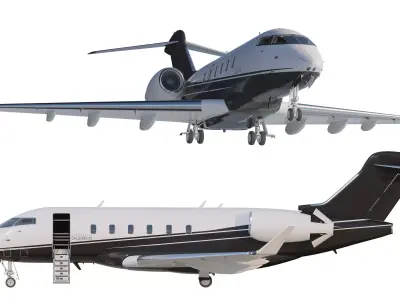 Airplane Bombardier Challenger 350 with interior 3D model