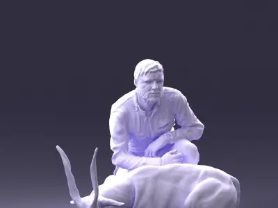 Hunter and antelope 0112 3D model