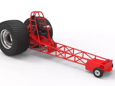 Chassis of pulling tractor 3D model
