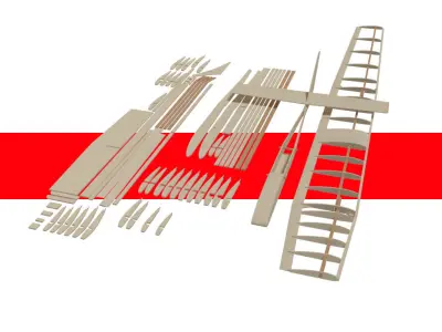 Balsa wood glider parts 3D model