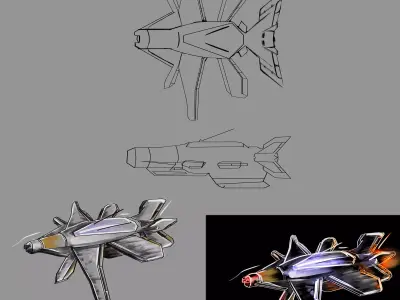 jet fbx sketch of spaceship Free low-poly 3D model