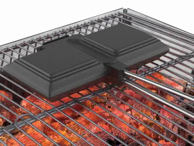Cast Iron Sandwich Press on Camping Grill 3D model