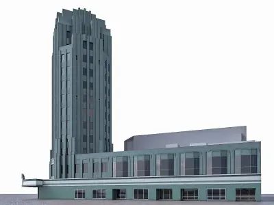 Pellissier Building and Wiltern Theatre Low-poly 3D model