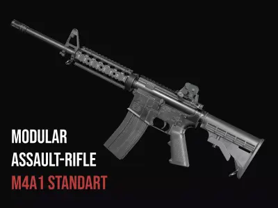 Modular Assault rifle Colt standart M4A1 Low-poly 3D model