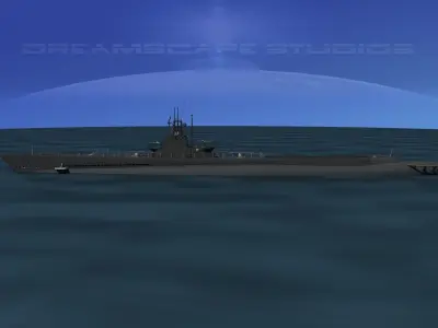 Balao Class Submarine USS Cubero SS347 3D model