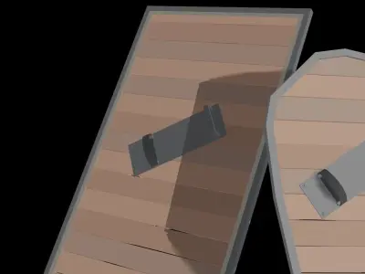 Low Poly Weapons wooden display of swords and axes Low-poly 3D model