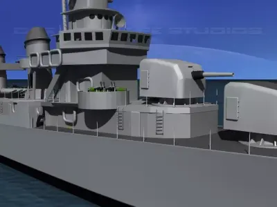 Fletcher Class Destroyer DD-475 USS Hudson 3D model