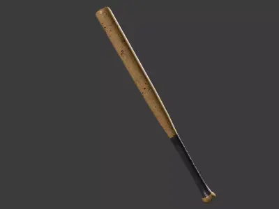 Game-Ready Realistic Wooden Baseball Bat Dirty PBR Low-poly 3D model