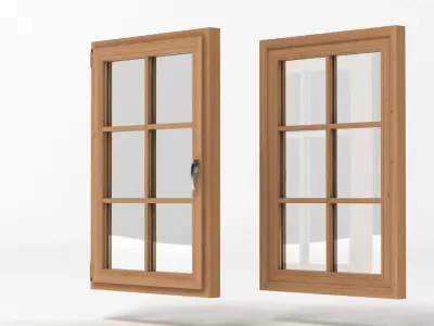 Windows 3 two wooden 3D model