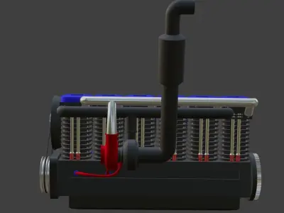 I 6 air cooled engine 3D model