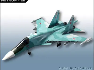 Sukhoi SU-34 Fullback Low-poly 3D model