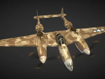 Lockheed P-38 Lightning Low-poly 3D model