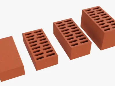 Clay bricks 4 types 3D model