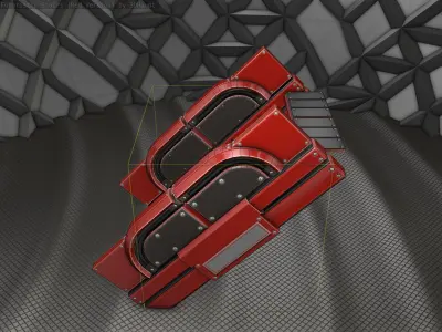 Sci-Fi Stairs - 23 - Red Version  Low-poly 3D model