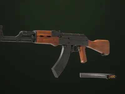 Light Machine Gun 10 Wood All PBR Unity UE Textures Low-poly 3D model