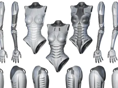 Robot Woman Body Parts - Kitbash 3D model