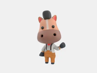 Cute Horse 3D Illustration 3D model