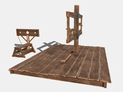 Medieval Stocks Low-poly 3D model
