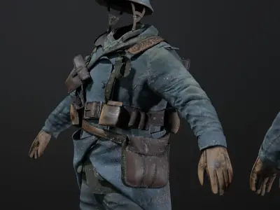 SOLDIER WWI French Rigged 3D model purchase
